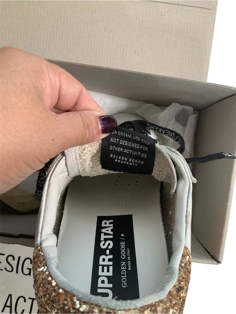 Golden Goose White Low-Top Sneakers with Silver Star and Gold Heel - Picture 7 of 7